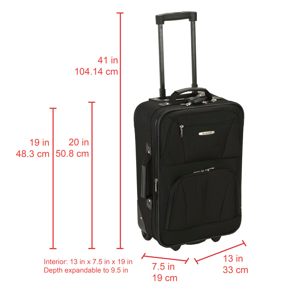 Expandable Softside Upright Luggage Set, Black, 2-Piece (14/19) Z1454