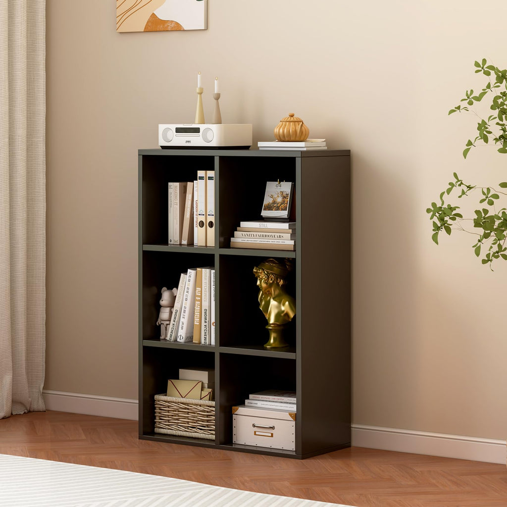 Black 6-Cube Storage Shelf Bookcase X562565