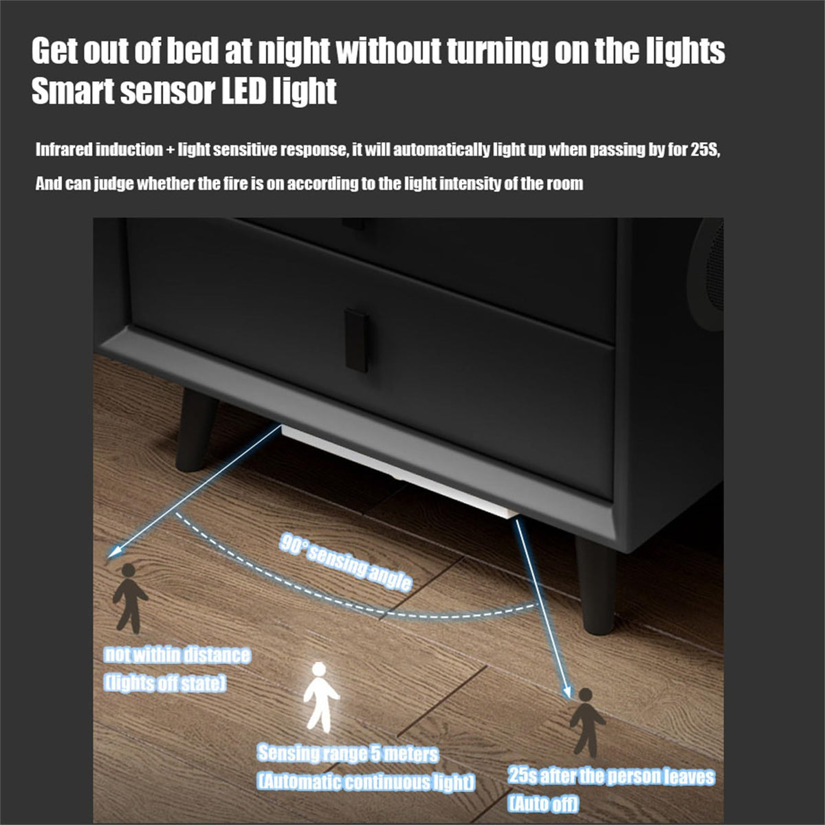 Pink 3 Drawer Smart Bedside Table with USB Charging H8519