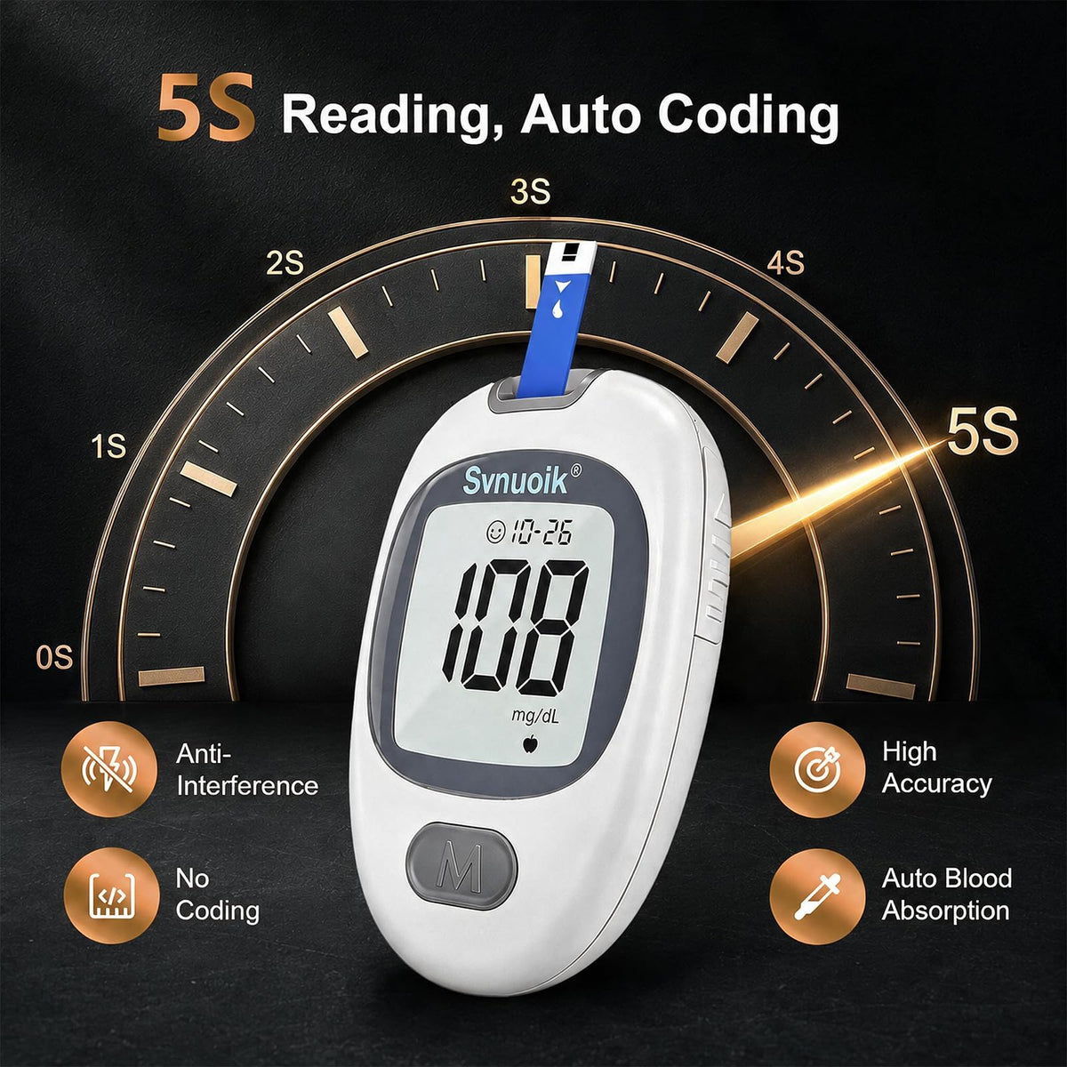 Blood Glucose Monitor Kit with 100 Strips & Lancets J75064