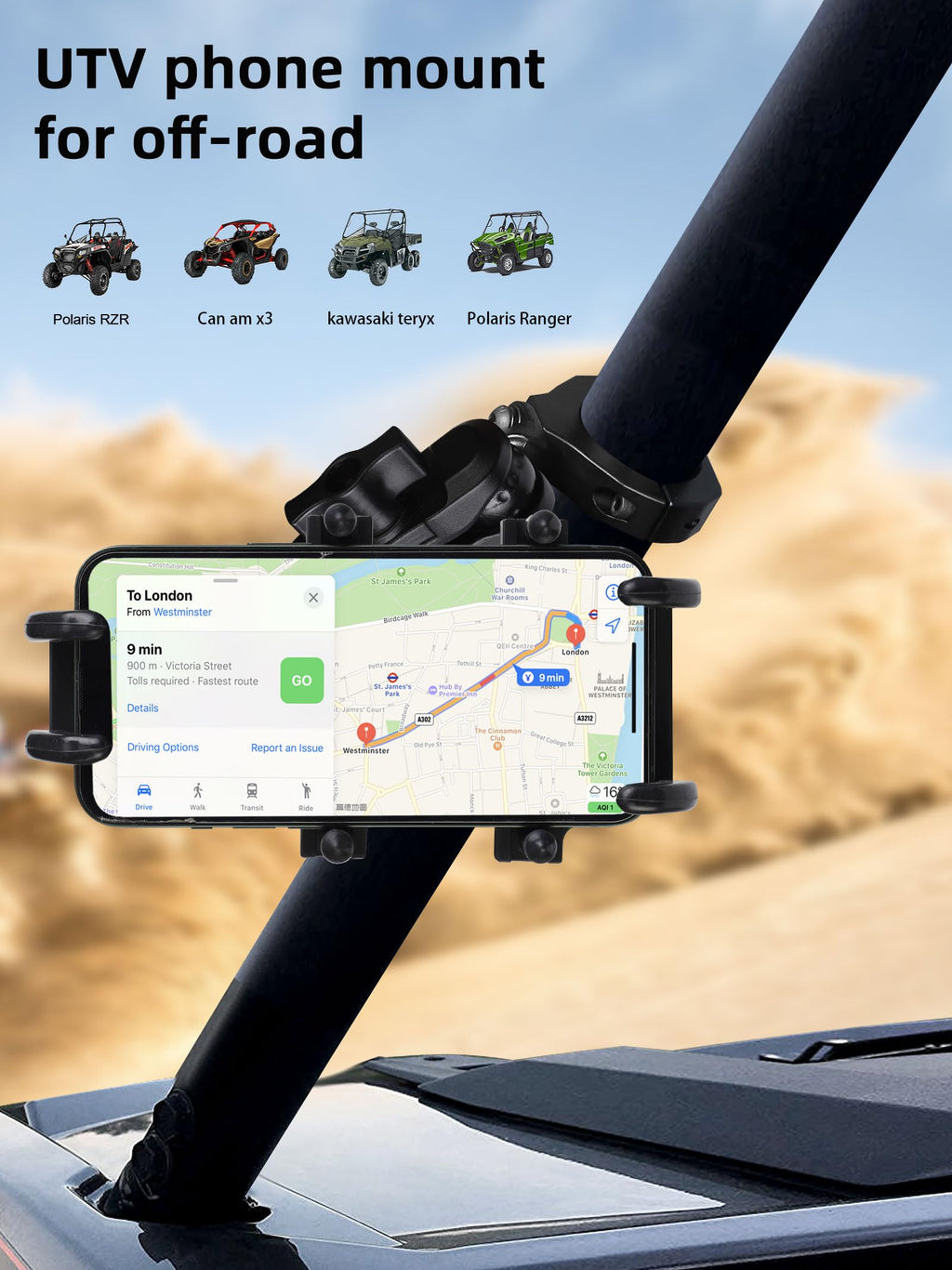 UTV Phone Mount Holder with Vibration Dampener T660392