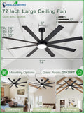 Black 72in Ceiling Fan with Lights W427