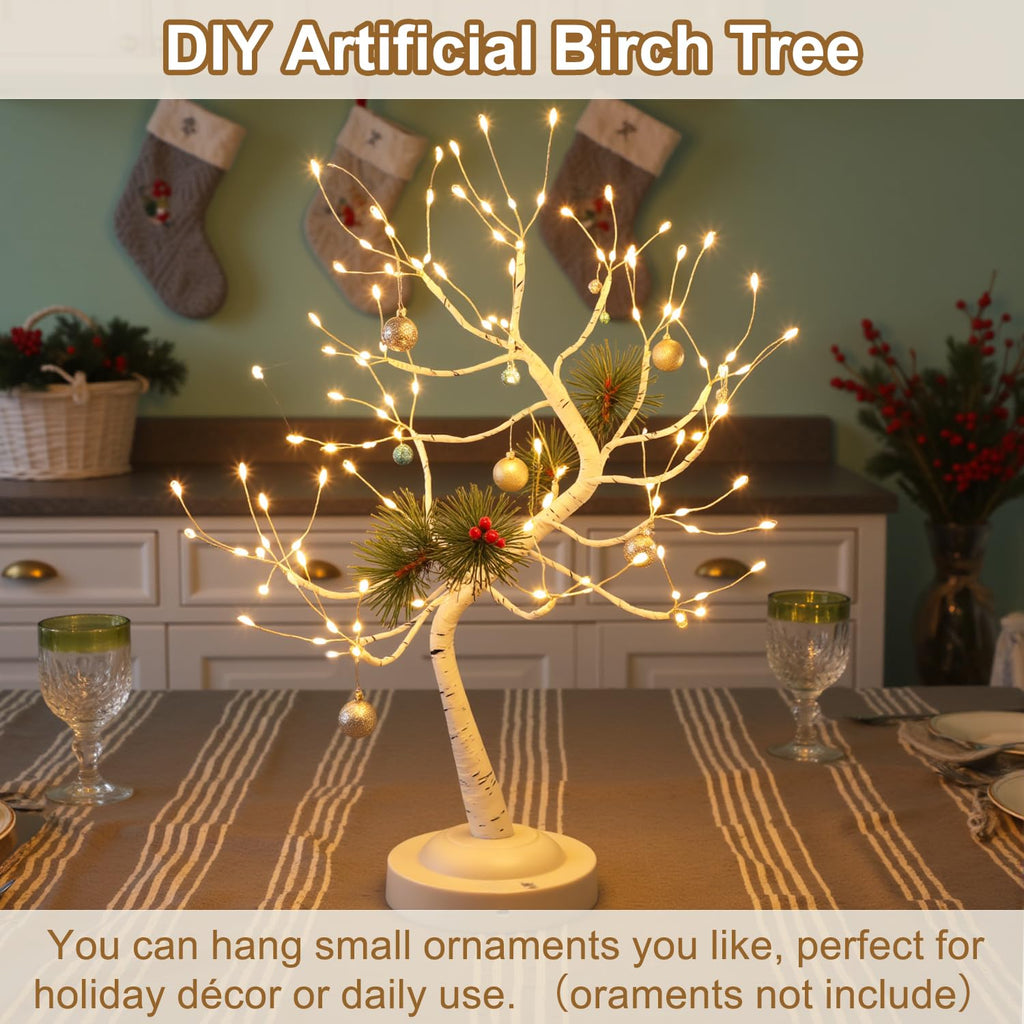 Warm White 108 LED Artificial Birch Tree Lights E683557