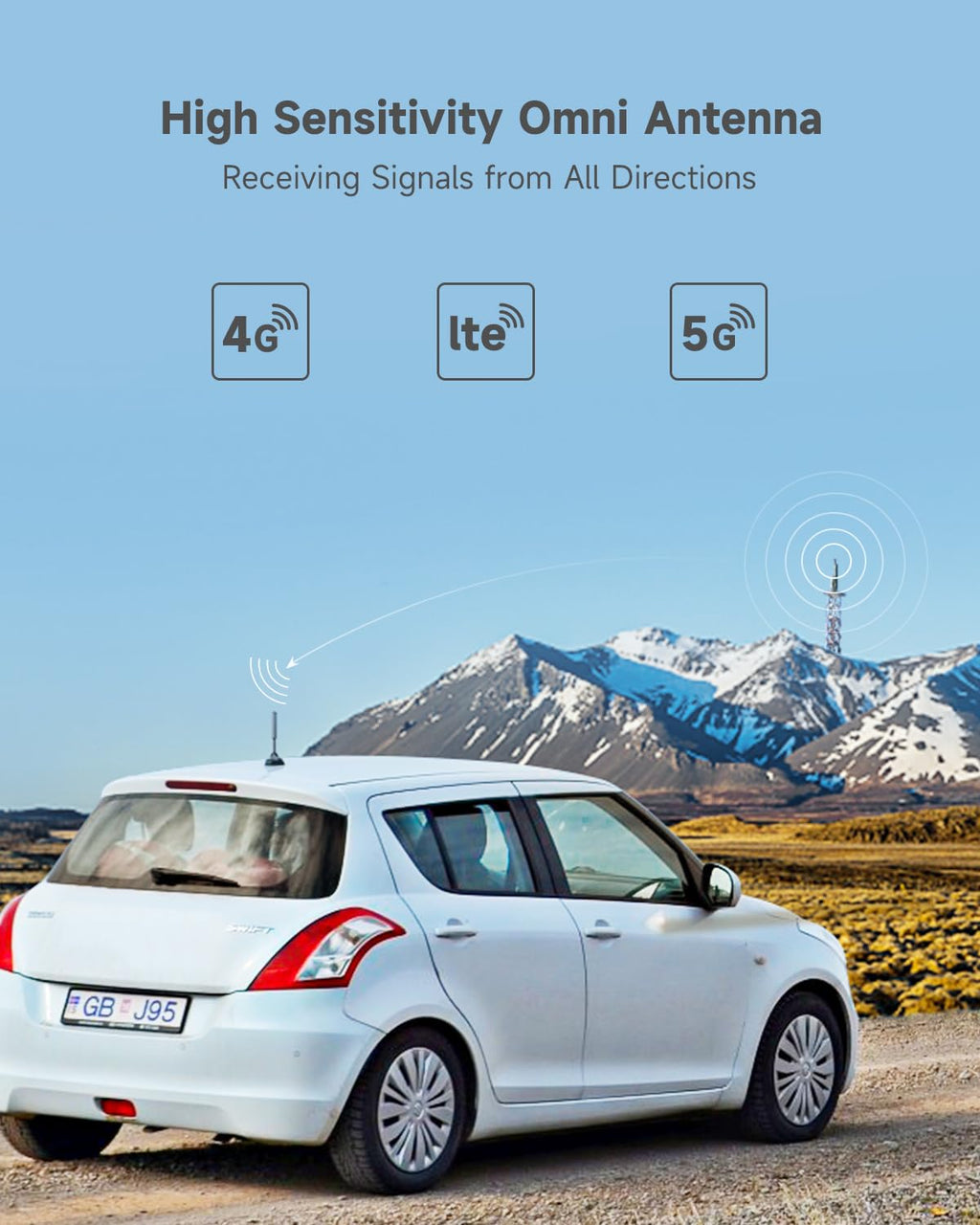 Vehicle Cell Phone Signal Booster with Omni-Directional Roof Antenna Grey A933098