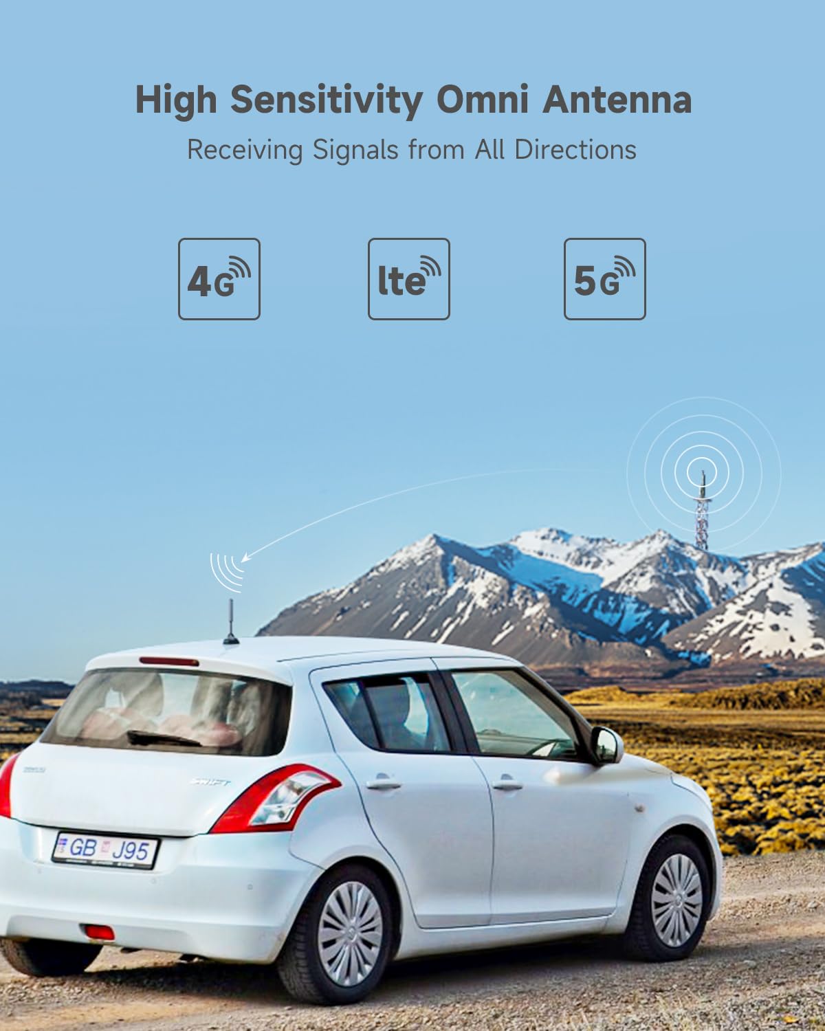 Vehicle Cell Phone Signal Booster with Omni-Directional Roof Antenna Grey A933098