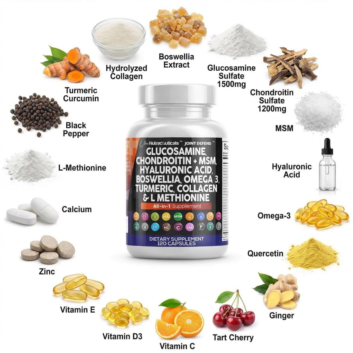 Glucosamine Chondroitin MSM 1500mg with Turmeric Curcumin Supplement V806790