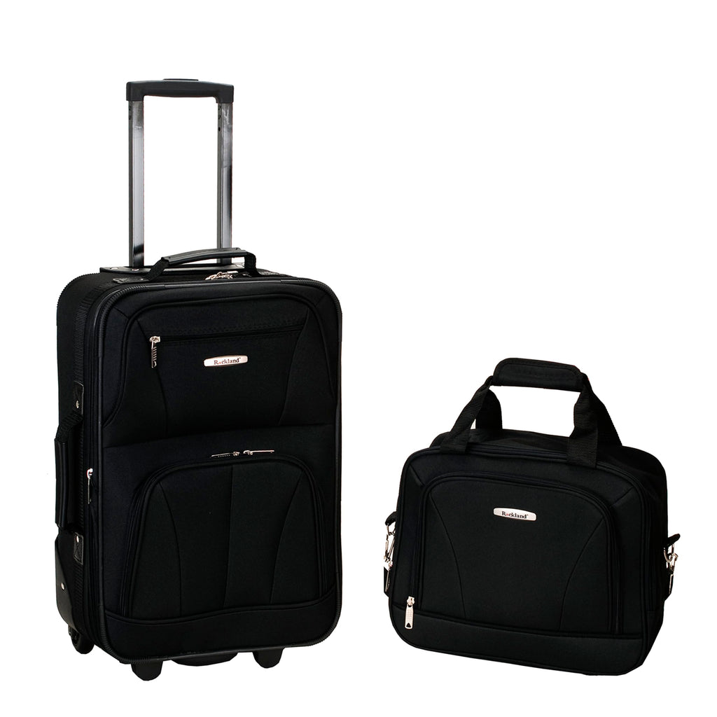 Expandable Softside Upright Luggage Set, Black, 2-Piece (14/19) Z1454