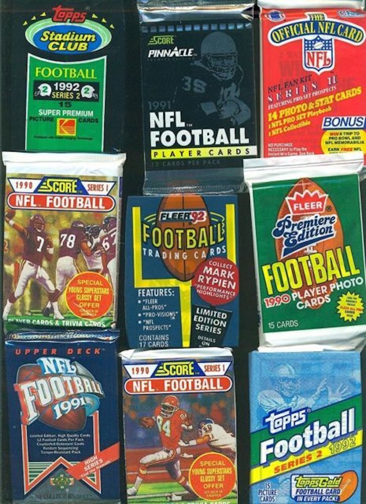 Vintage Football Cards in Sealed Wax Packs X38076