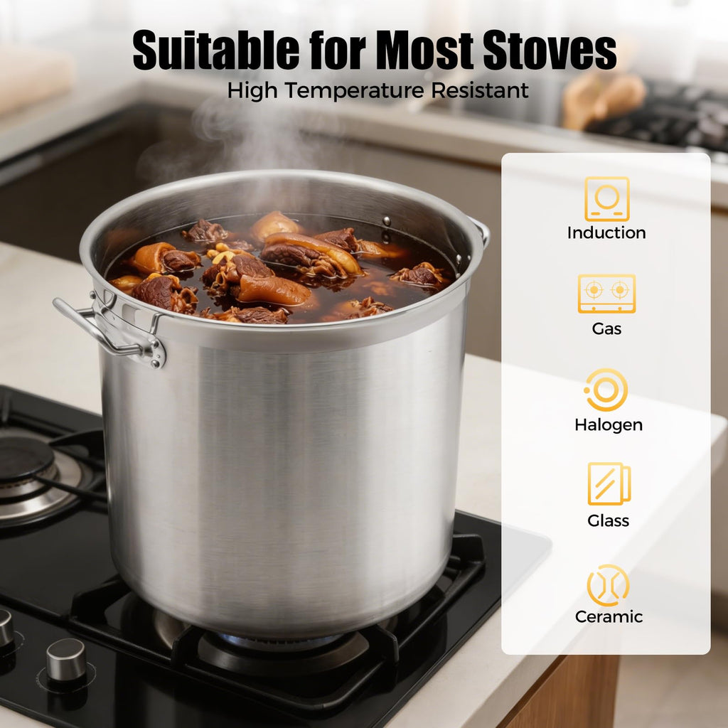 50 Quart Stainless Steel Stockpot with Lid D842189