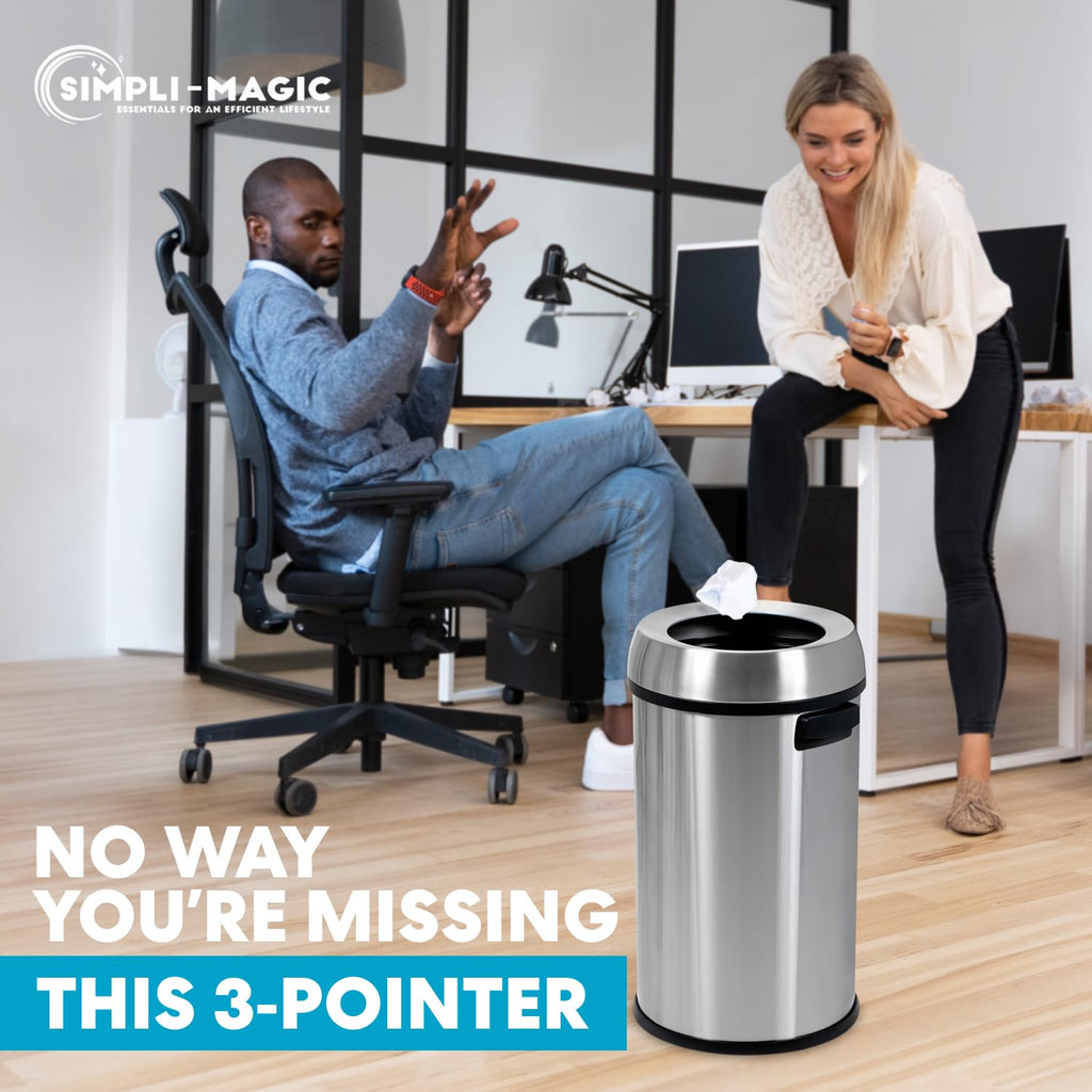 65 Liter Open Top Stainless Steel Trash Can Y1633