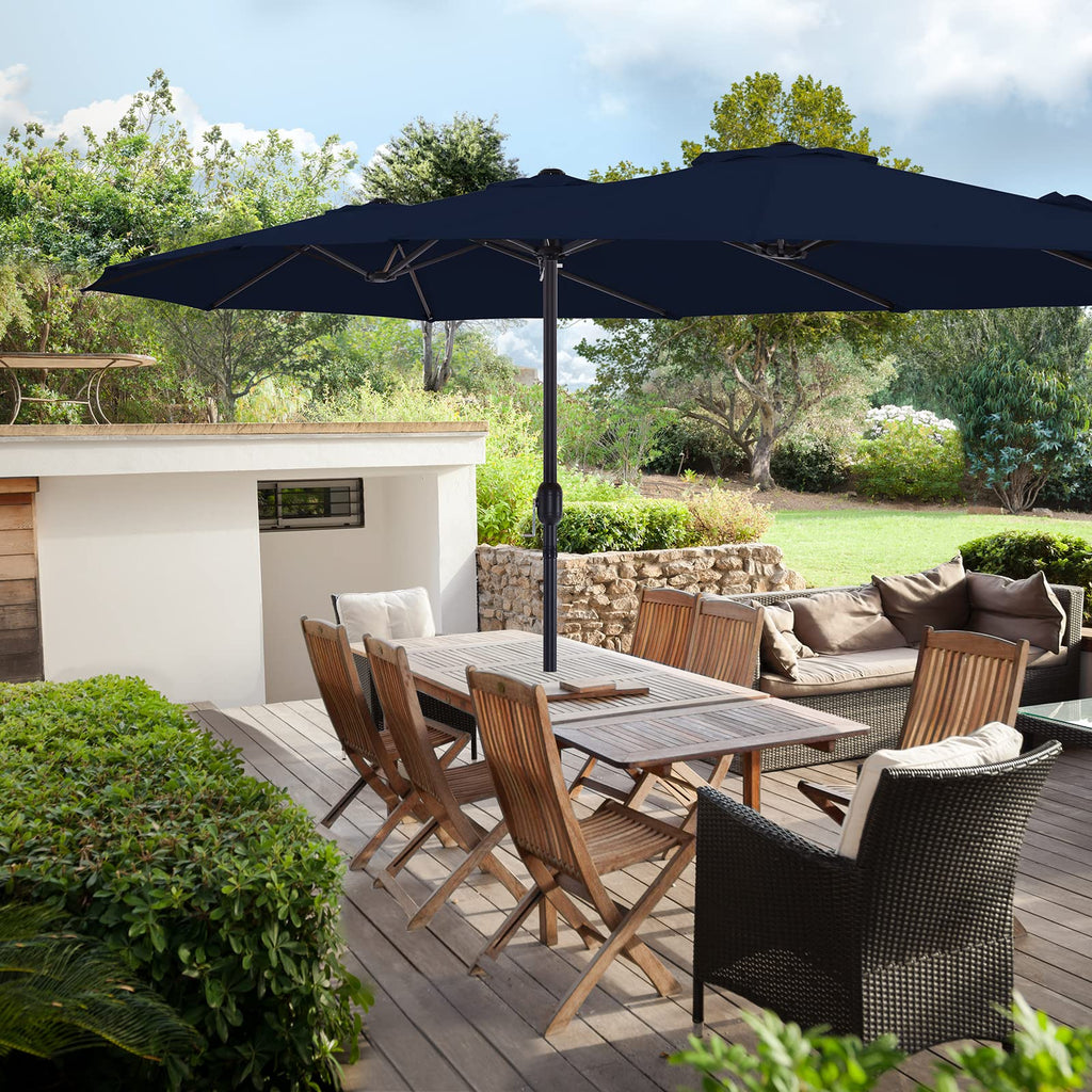 15ft Double-Sided Patio Umbrella with Base W27904