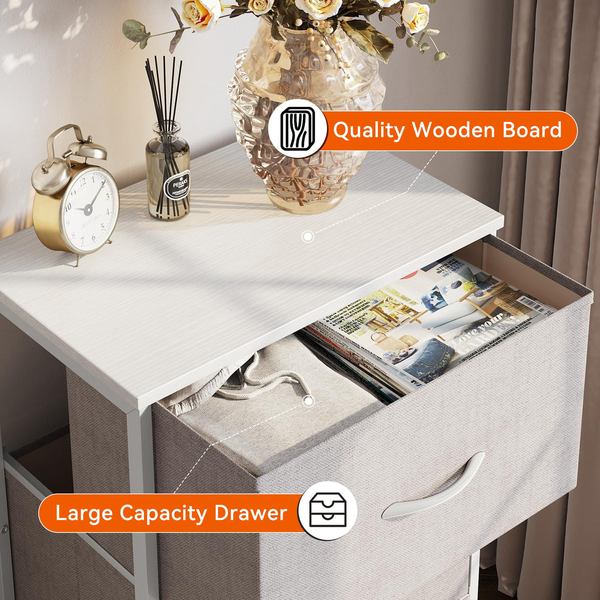 Light Grey 3 Drawer Dresser O613847