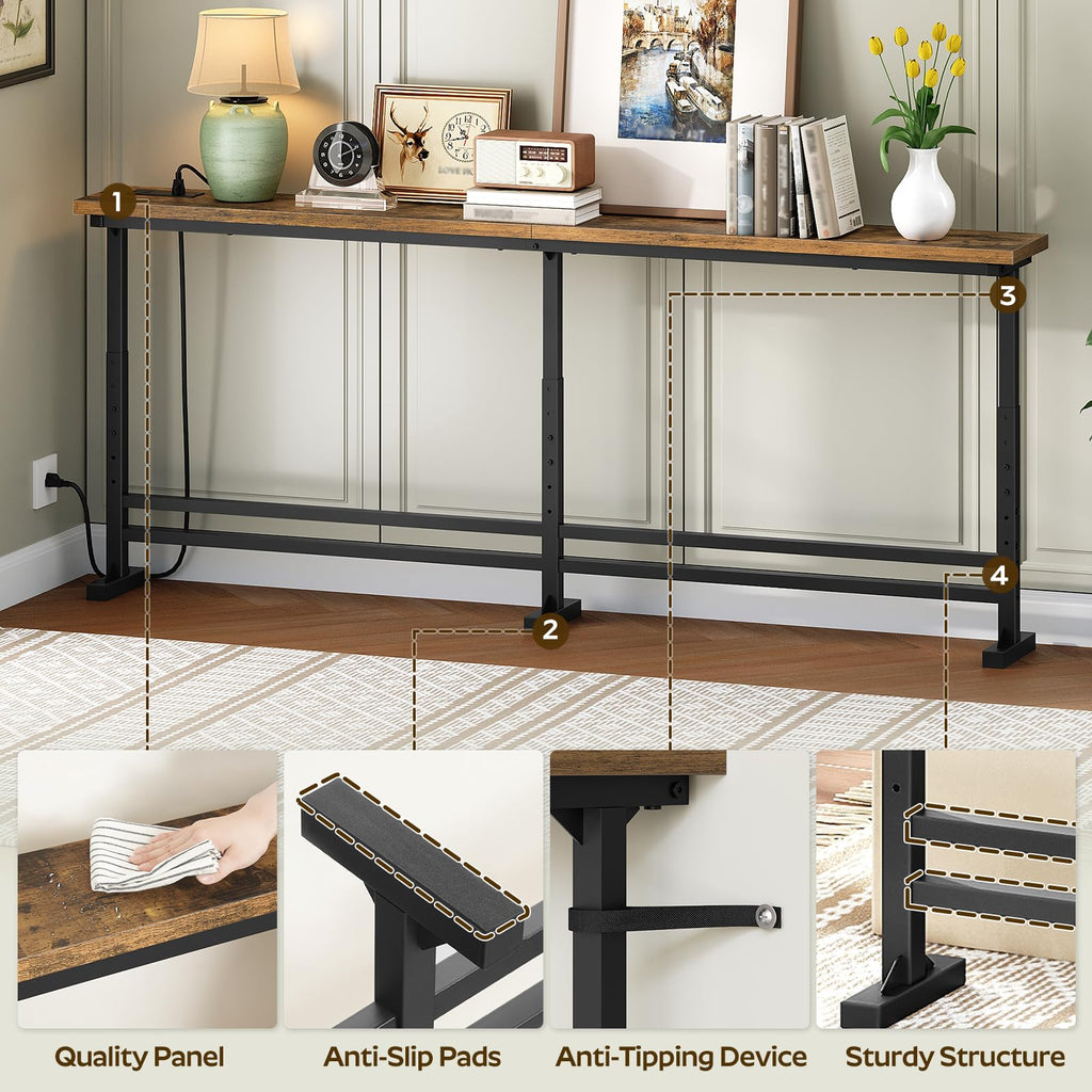 70.9" Console Table with Adjustable Height and Power Outlet F5616