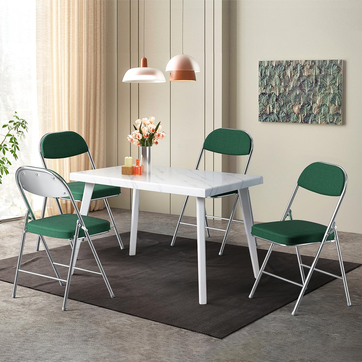 2 Pack Olive Green Folding Chairs with Padded Seat S27435