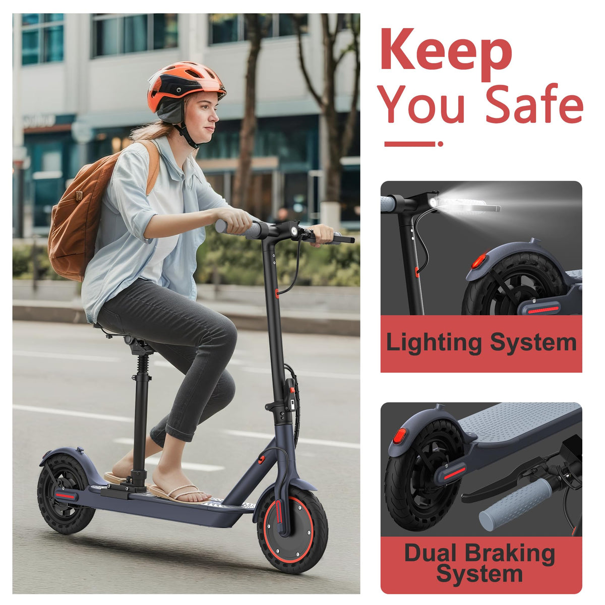 Electric Scooter with 350W/500W Motor, 19-20 MPH, Foldable K4010