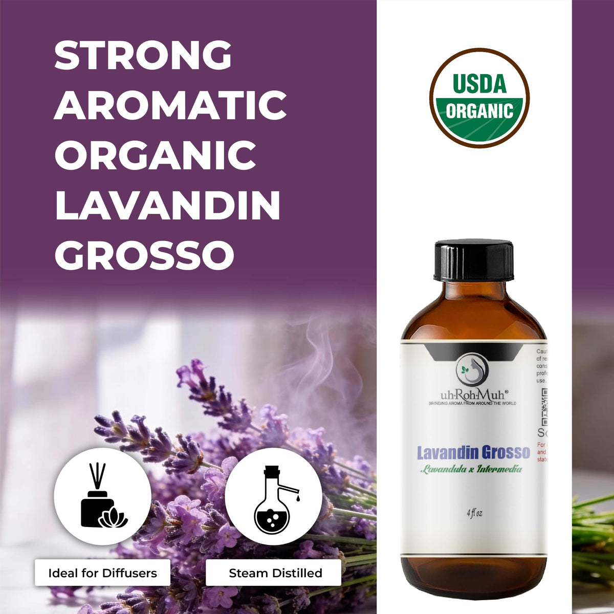 Organic Lavandin Grosso Essential Oil 4 Fl Oz Y664006