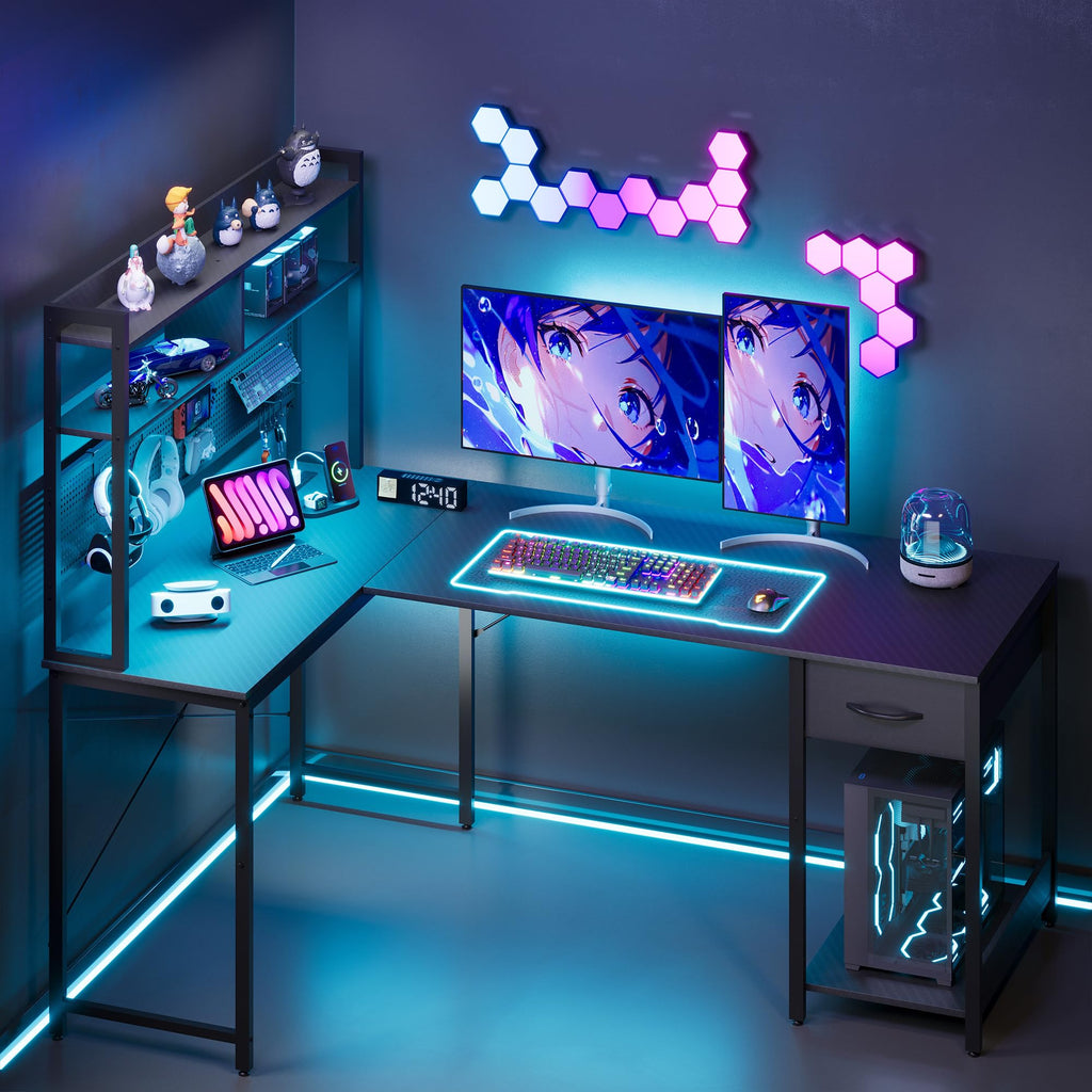 L Shaped Gaming Desk with Hutch Z4216