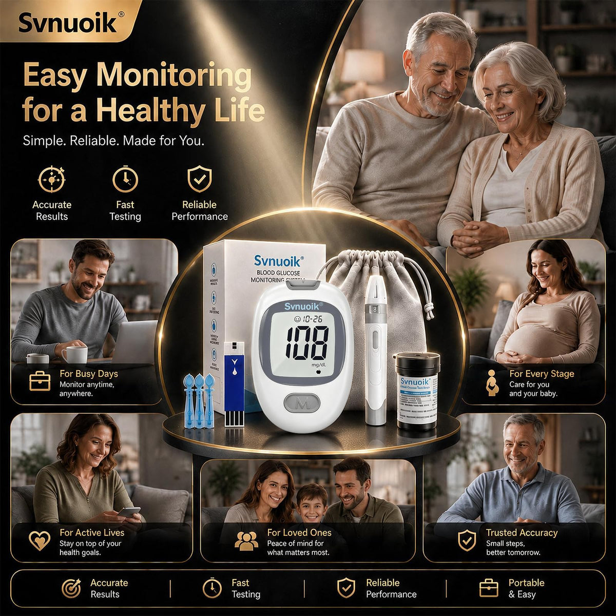 Blood Glucose Monitor Kit with 100 Strips & Lancets J75064