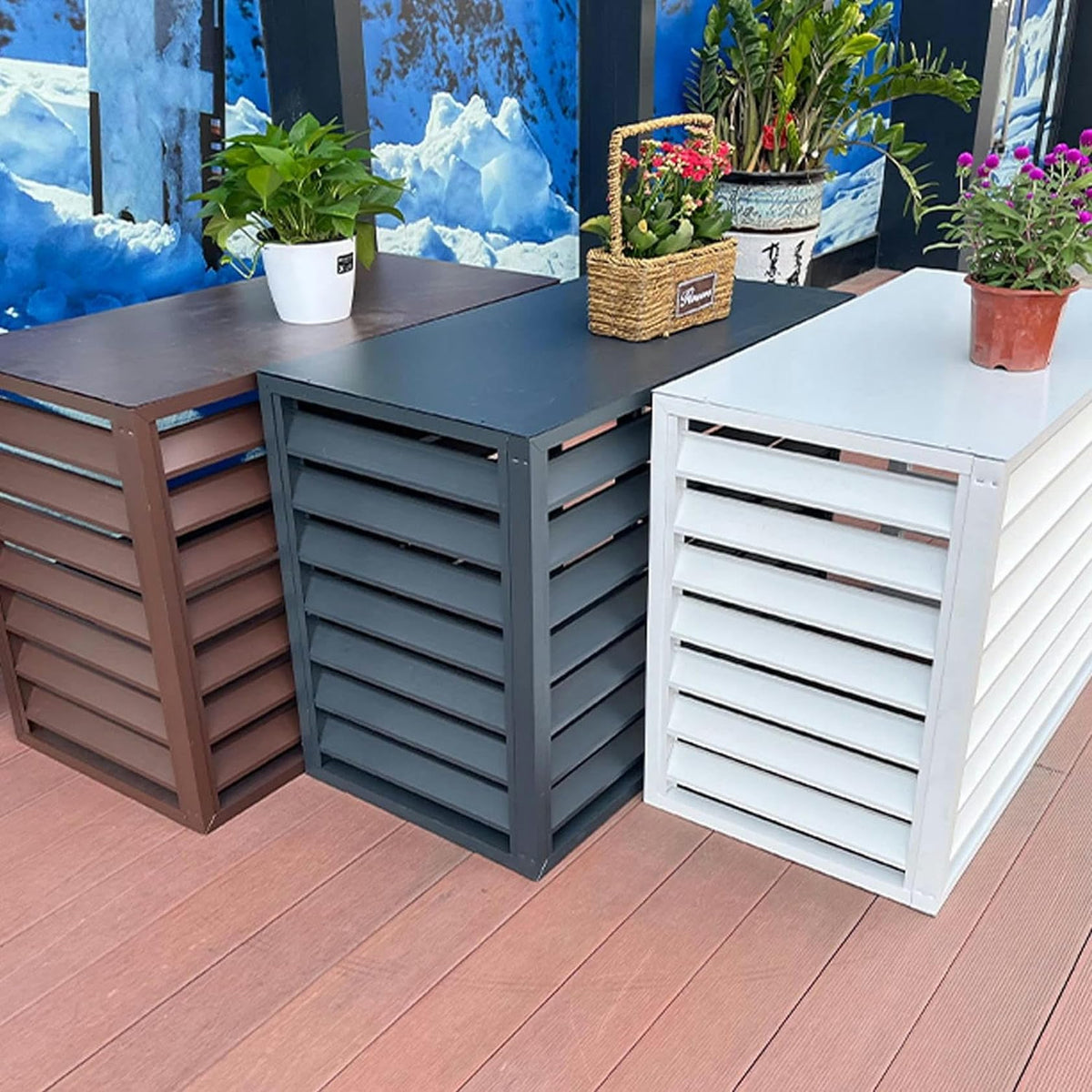 Air Conditioner Fence for Outside Units, Mini Split Pipe Cover, Aluminum AC Cover X834964