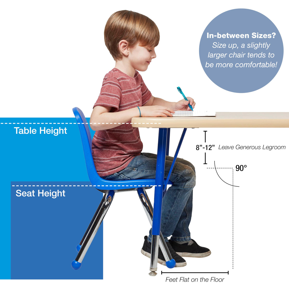 12" School Stack Chair with Ball Glides, Navy, 6-Pack A68375