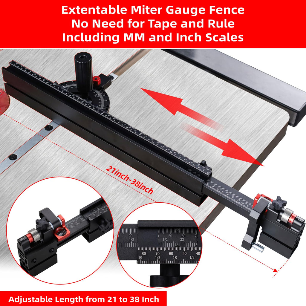 Table Saw Miter Gauge with Extendable Fence and Flip Stop E63123