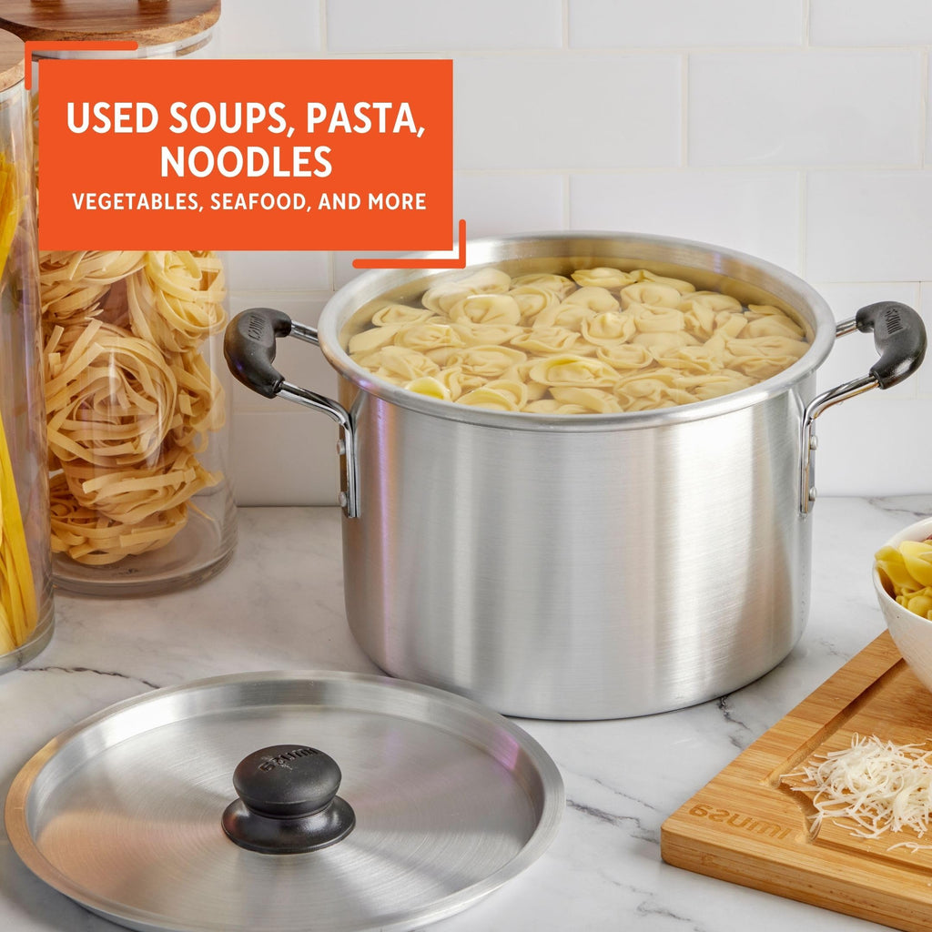 Silver 8 Quart Aluminum Stock Pot with Lid V90601