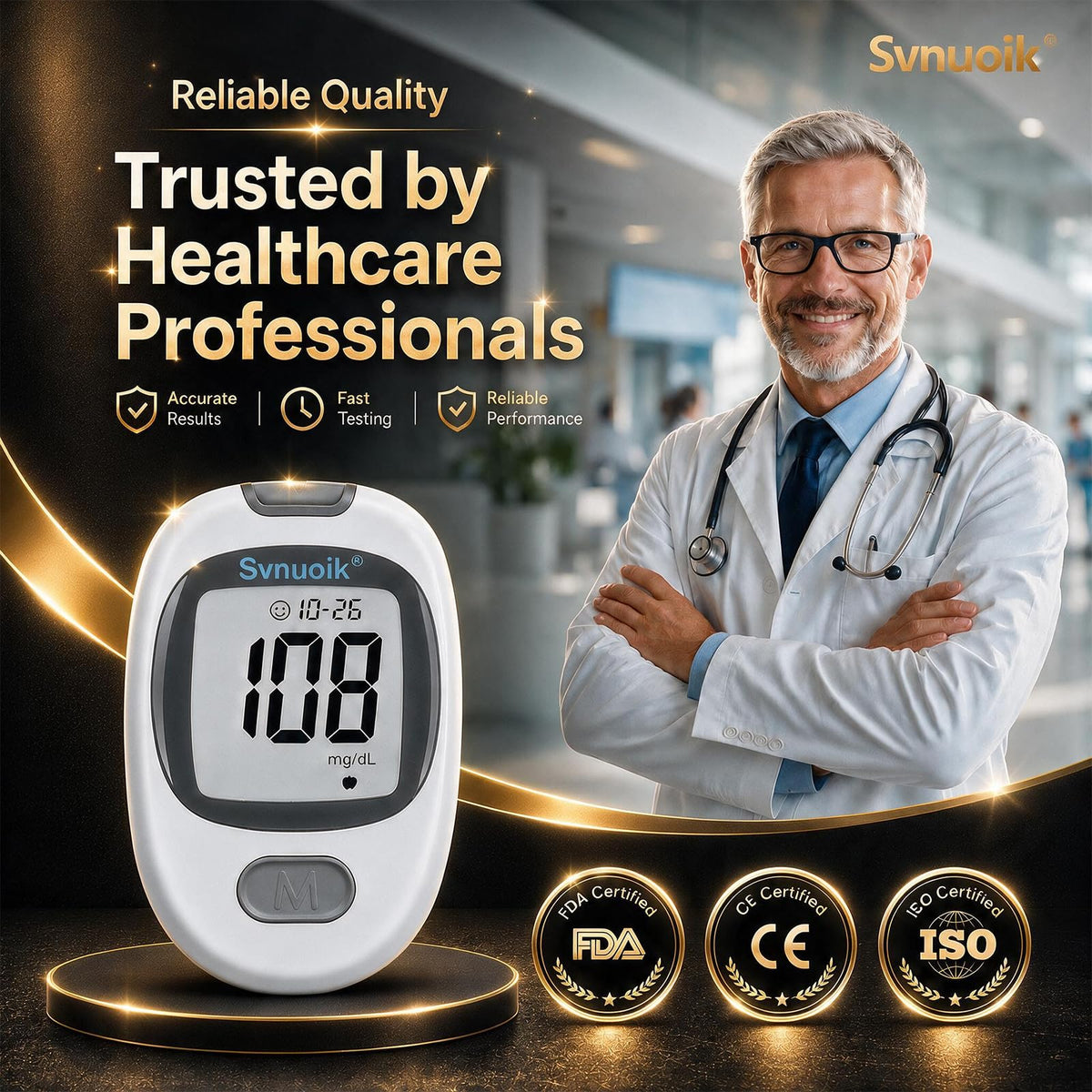 Blood Glucose Monitor Kit with 100 Strips & Lancets J75064