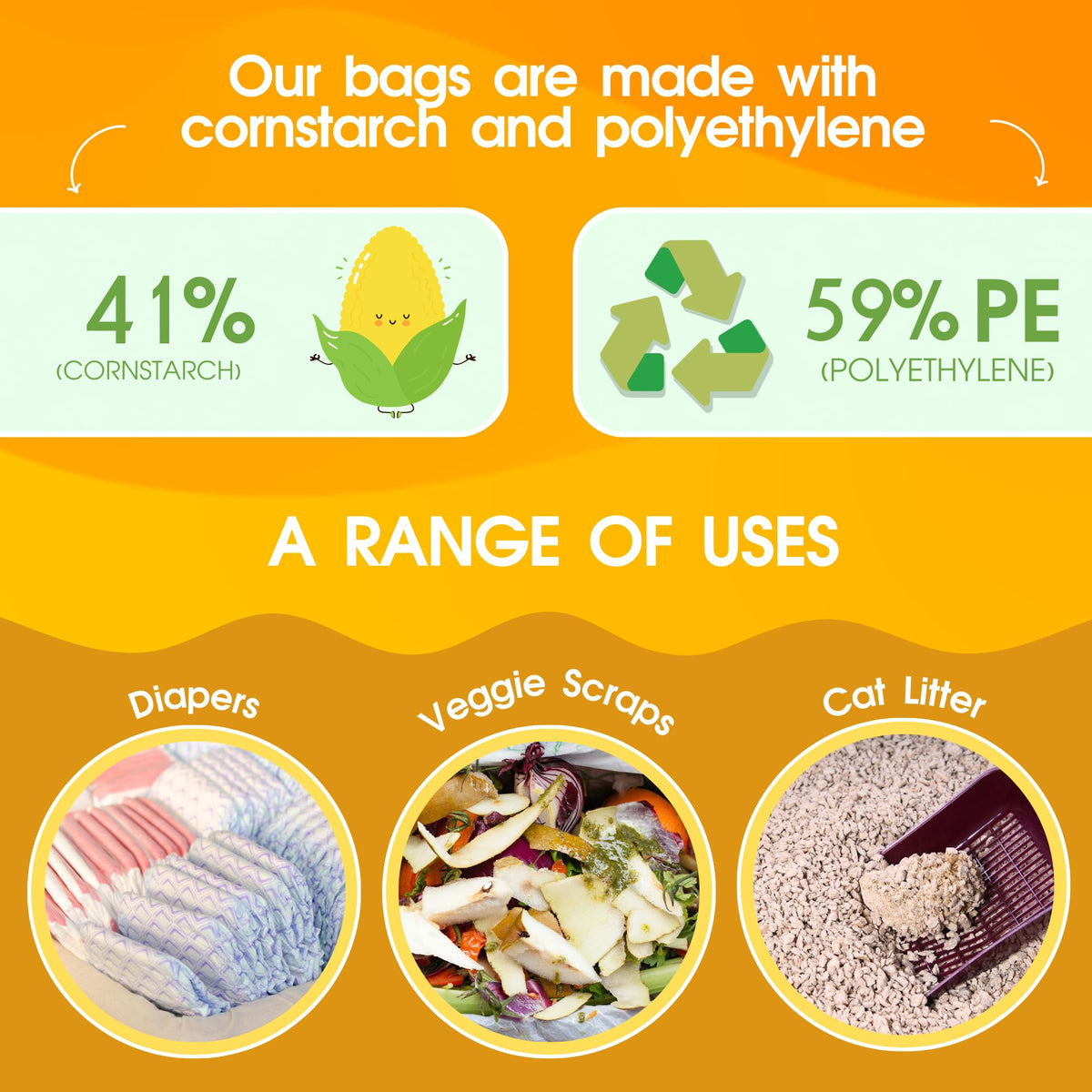 200 Count Unscented Tie Handles Poop Bags M902