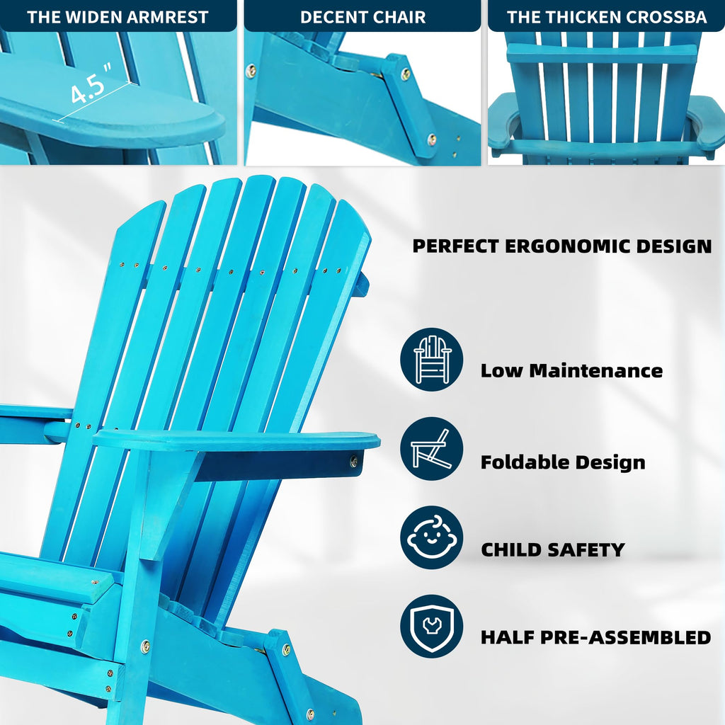 Wooden Folding Adirondack Chair Set of 2 Solid Cedar I456