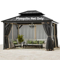 11' x 13' Gazebo Mosquito Netting Replacement 4-Panel Sidewalls with Double Zipper L784264