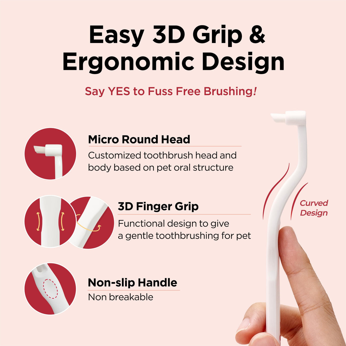 Micro Round Head Dog and Cat Toothbrush W89759