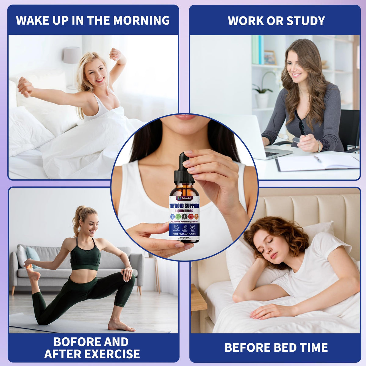 Liquid Thyroid Support Supplement with Selenium Zinc Iodine 2 Fl. Oz T172