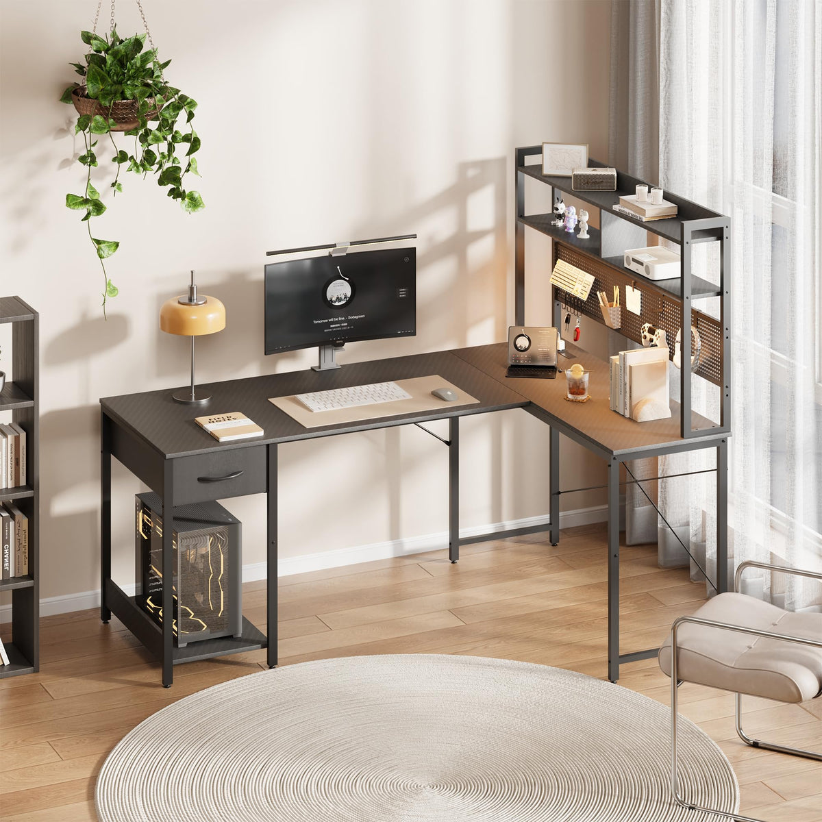 L Shaped Gaming Desk with Hutch Z4216