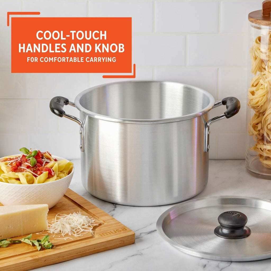 Silver 8 Quart Aluminum Stock Pot with Lid V90601