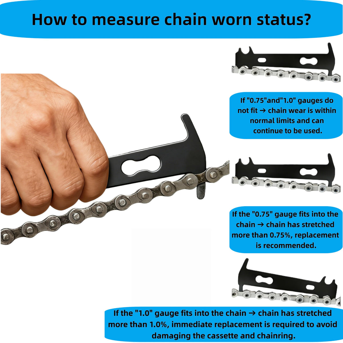 Bike Chain Repair Tool Kit with Chain Breaker, Master Link Pliers & Wear Checker T639706