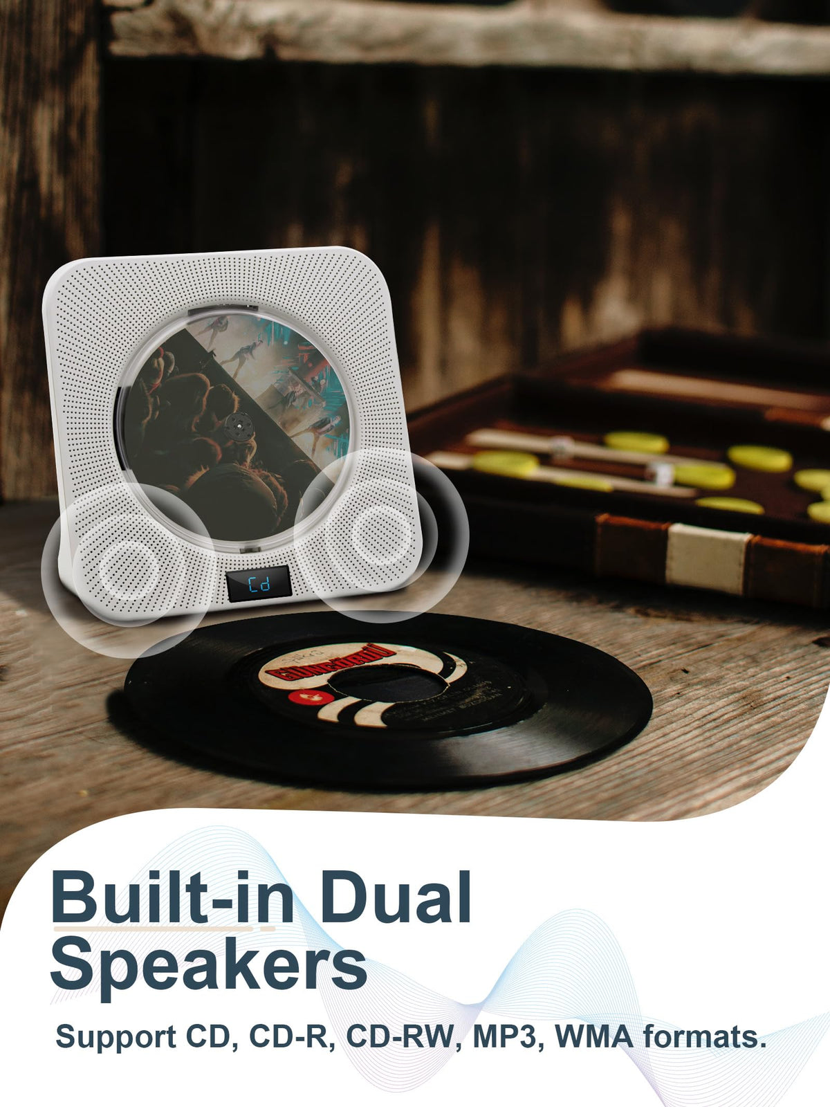 White Portable CD Player with Bluetooth O5198