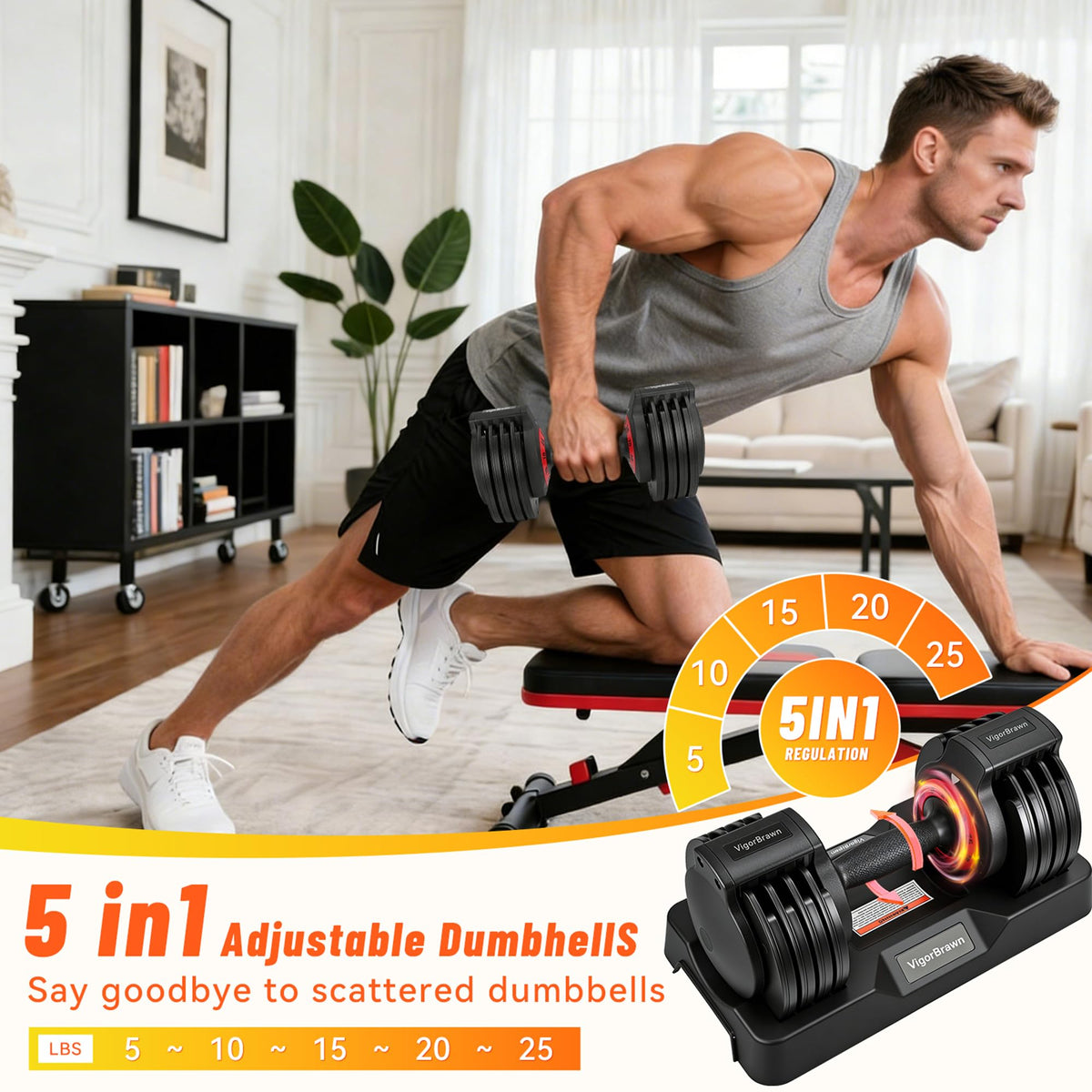 Adjustable Dumbbell Set with Storage Case R983560