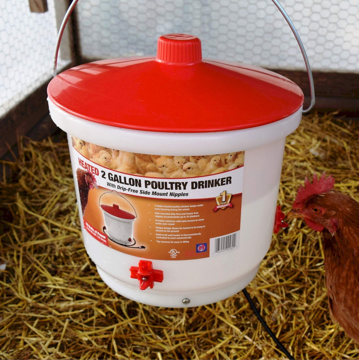 Heated Poultry Waterer Drinker 2-Gal 60W H95424