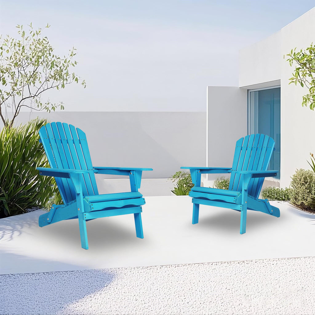 Wooden Folding Adirondack Chair Set of 2 Solid Cedar I456
