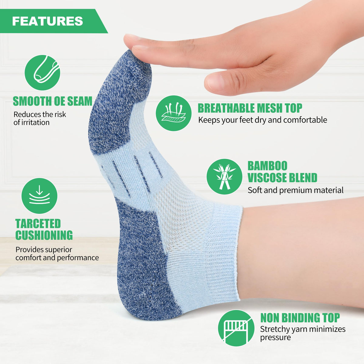 6 Pairs Ankle & 6 Pairs Low Cut Diabetic Socks Size 9-12/10-13/13-15 M6647