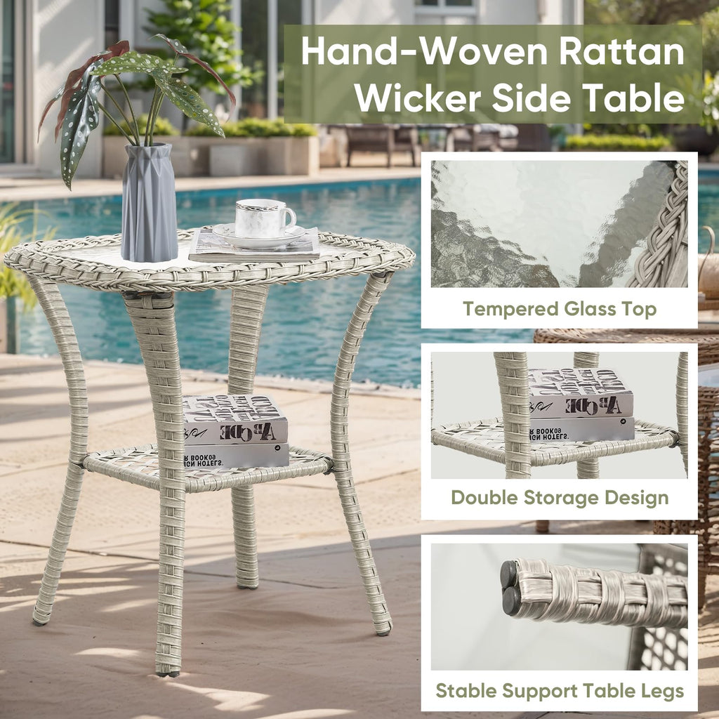 5 Piece Outdoor Swivel Rocker Chairs with Ottomans L96057