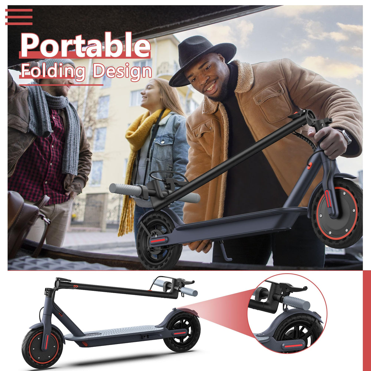 Electric Scooter with 350W/500W Motor, 19-20 MPH, Foldable K4010
