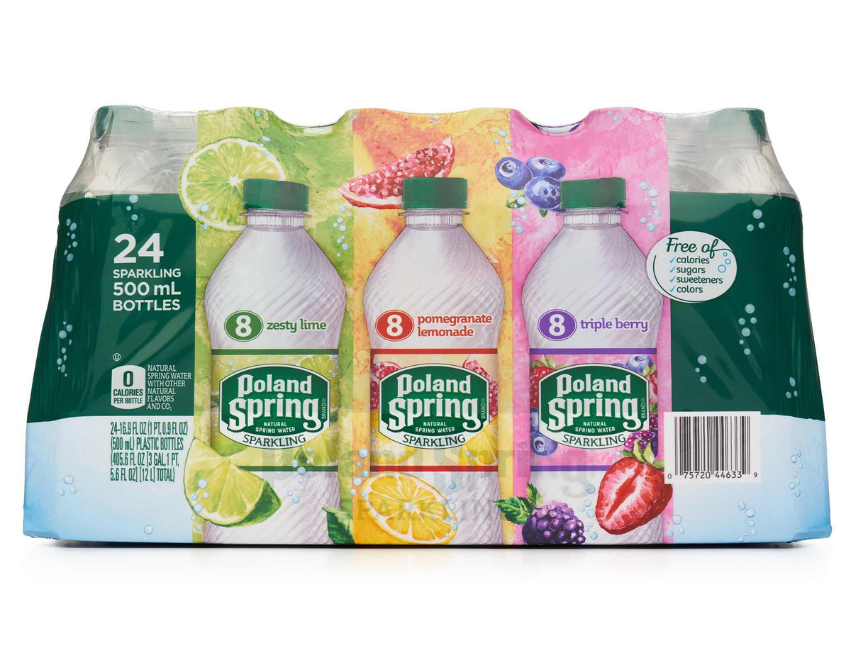 Sparkling Natural Spring Water Variety Pack 24 Half Liter Bottles E9383