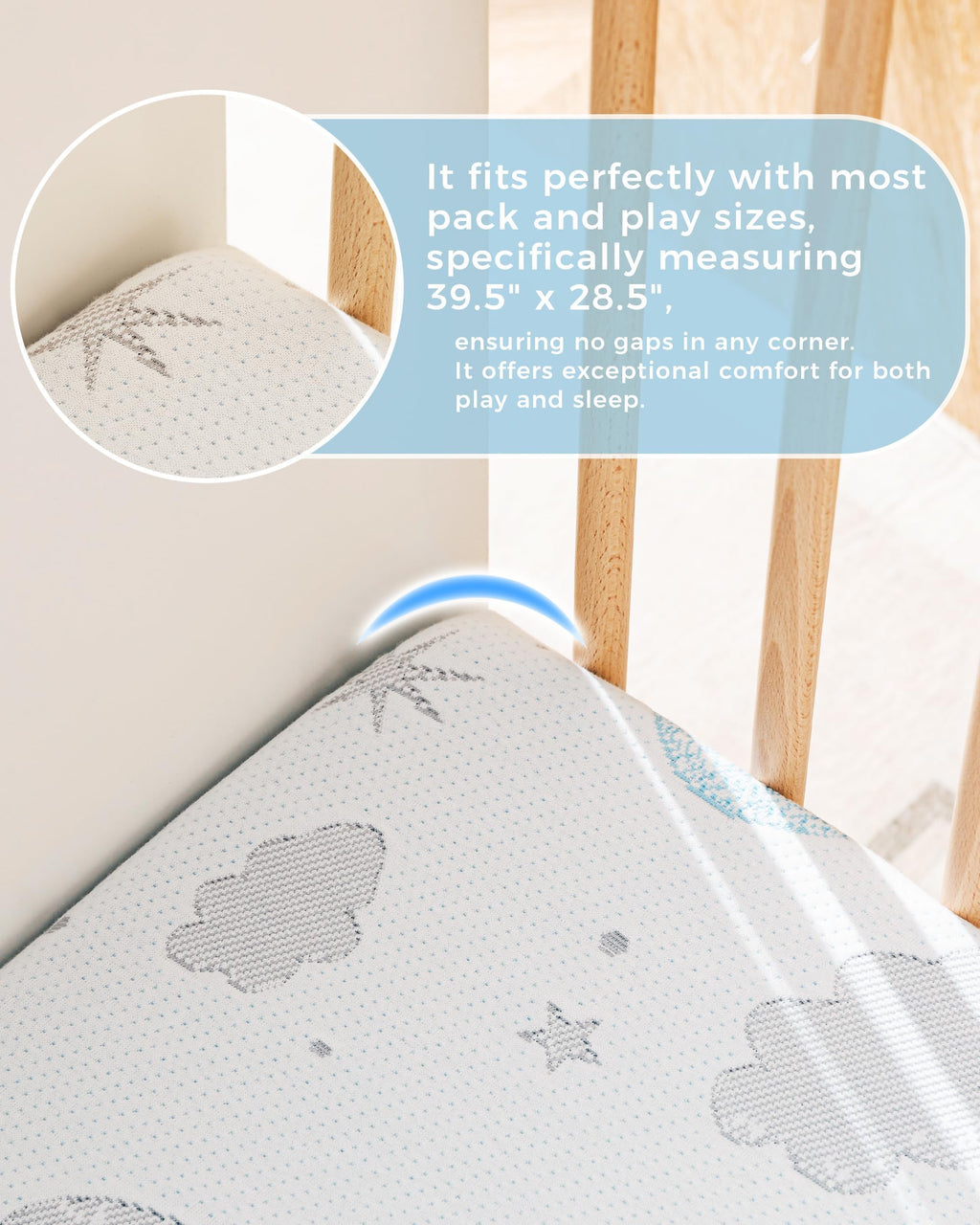 38x26'' Breathable Soft Plush Memory Foam Pack and Play Mattress I2216