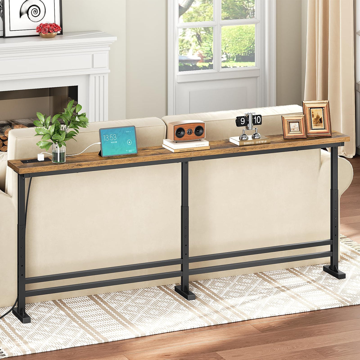 70.9" Console Table with Adjustable Height and Power Outlet F5616