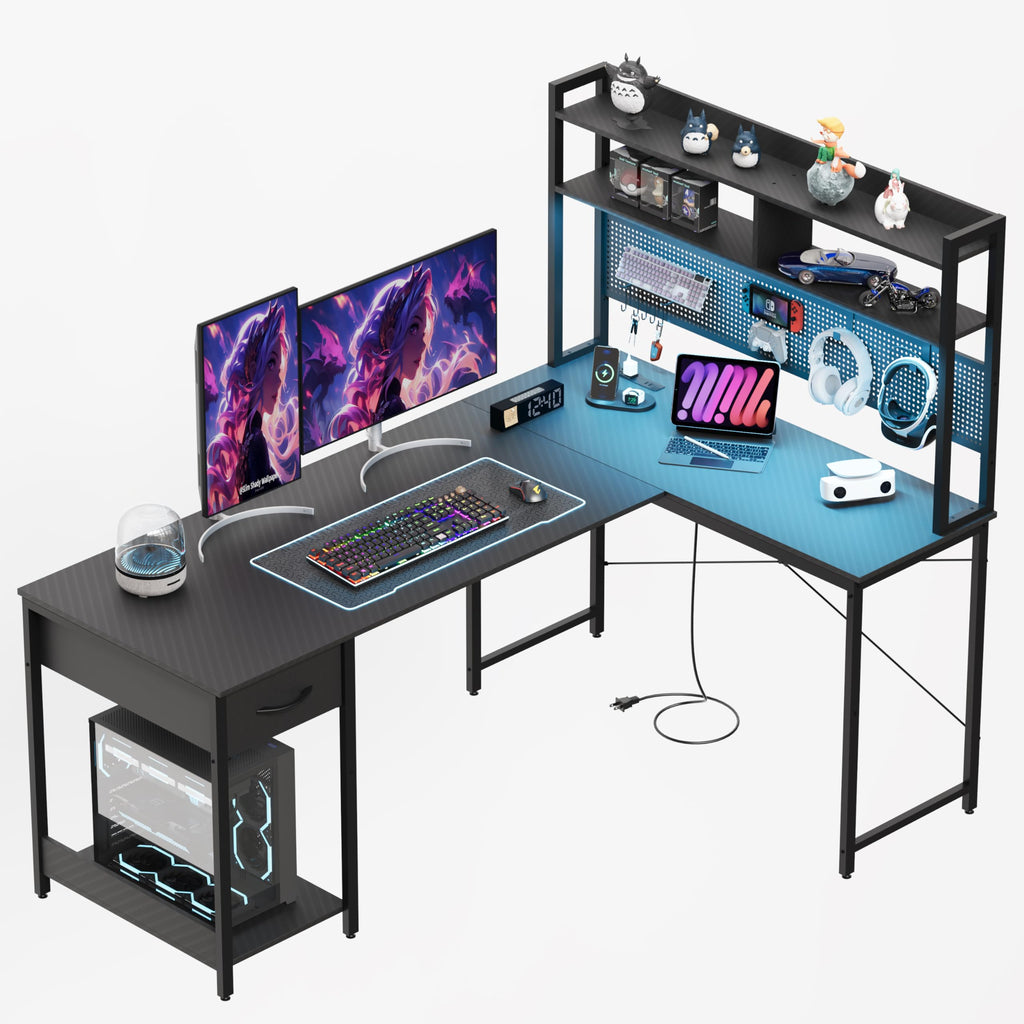 L Shaped Gaming Desk with Hutch Z4216