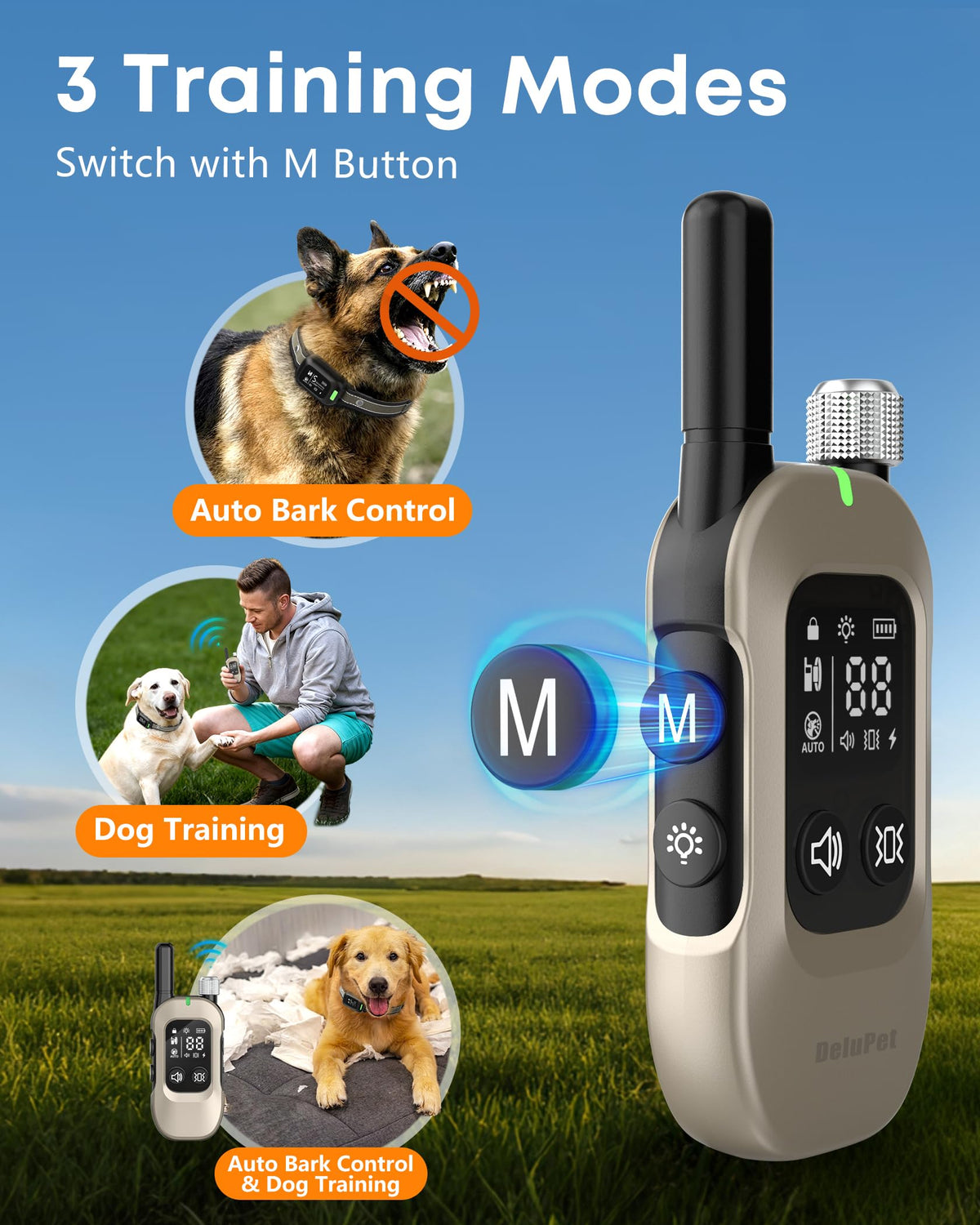 2-in-1 Dog Bark & Shock Collar with Remote X104676