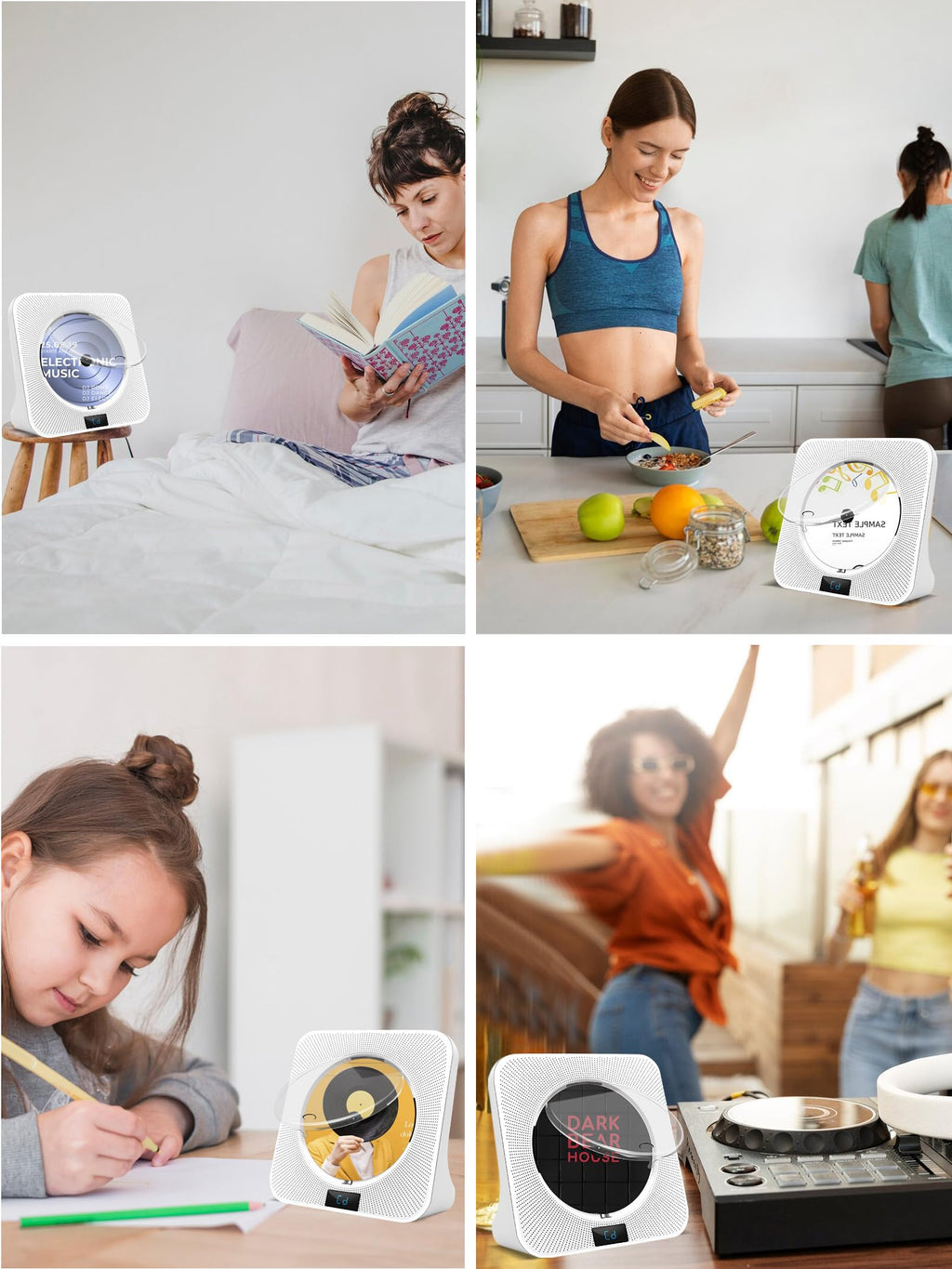 White Portable CD Player with Bluetooth O5198