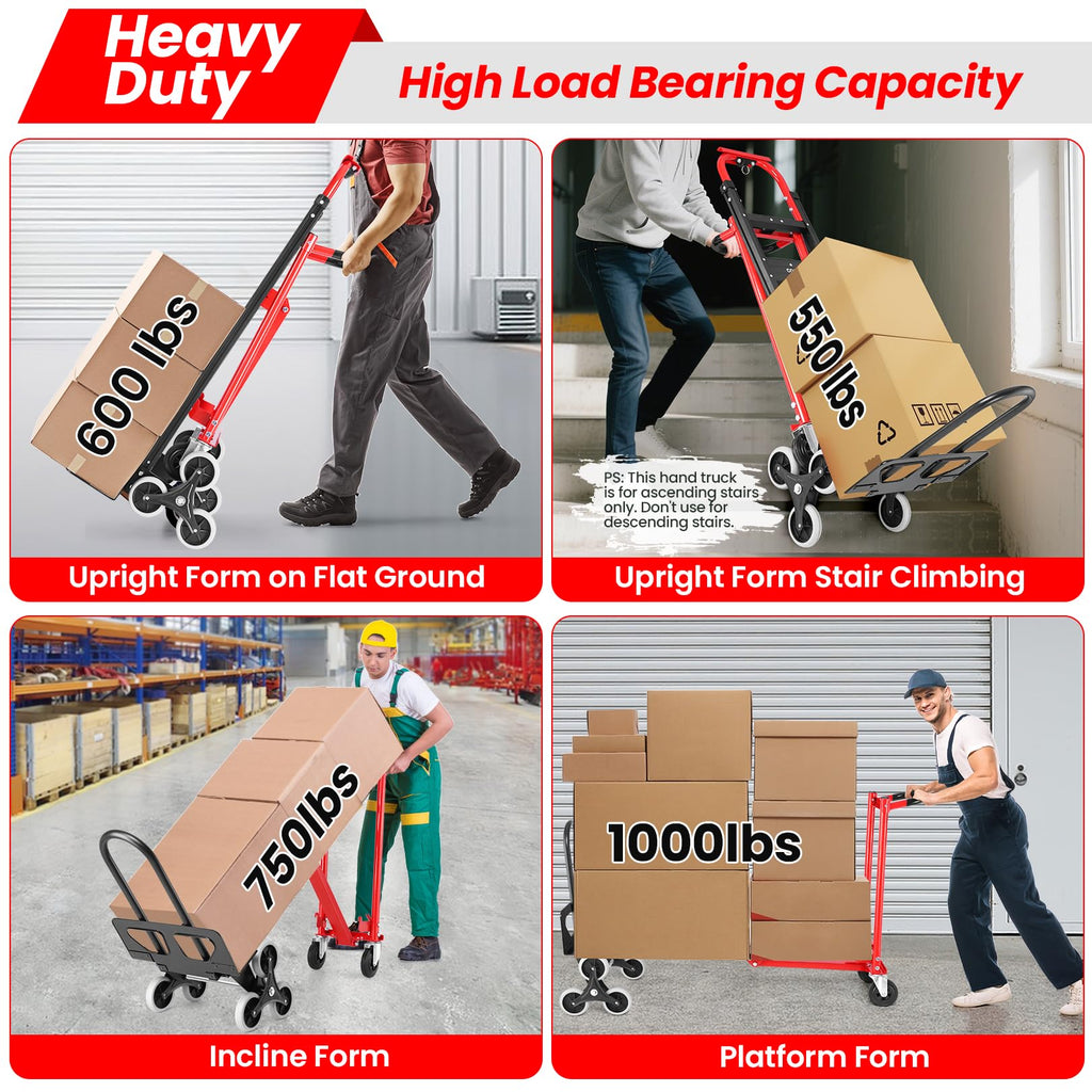 Heavy Duty 1000LBS 3 in 1 Convertible Folding Hand Truck Dolly Cart with Solid Wheels U32740