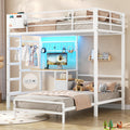 Twin Over Twin White Bunk Bed with Desk E427002